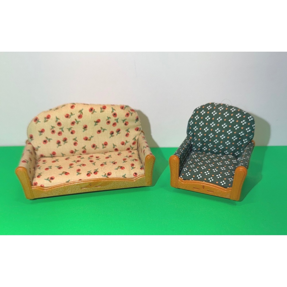 Calico Critters Sylvanian Families Dollhouse Floral Sofa Armchair Living Room